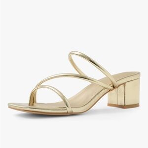 Shoe'N Tale Strappy Low Chunky Block Heeled‎ Open Toe Slip On Slides Mules